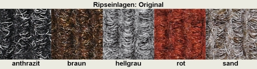 Farbpalette der Ripsstreifen für Marschall-Aluminium-Profilmatten