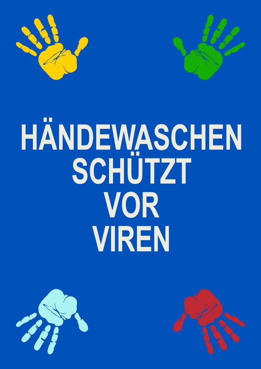 Händewaschen schützt vor Viren 85cmx 120cm